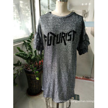 Women′s Shiny Letter Breathable T-Shirt